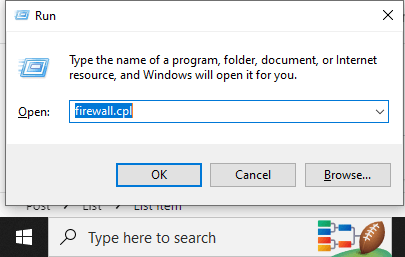 open windows firewall using run