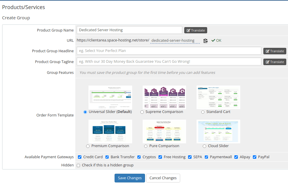 How to Sell Dedicated Servers - Create a Product