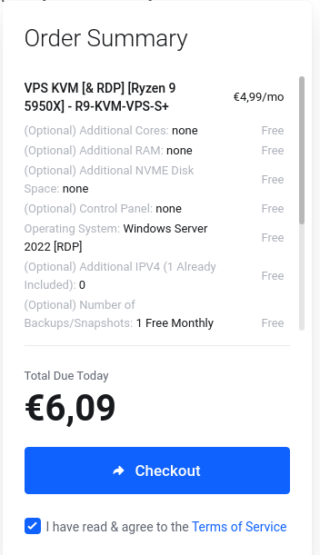VPS checkout