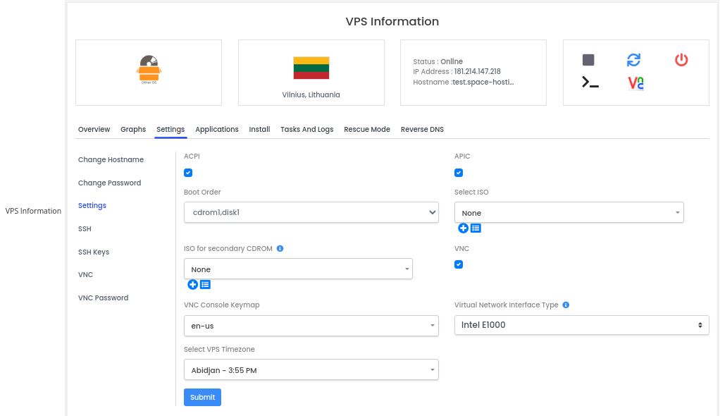 Kali Linux VPS settings