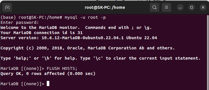 How to Flush Hosts in MySQL?